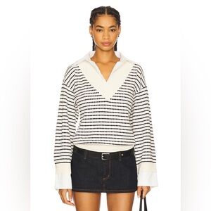 For Love & Lemons Regatta Stripe Knit Sweater in Cream